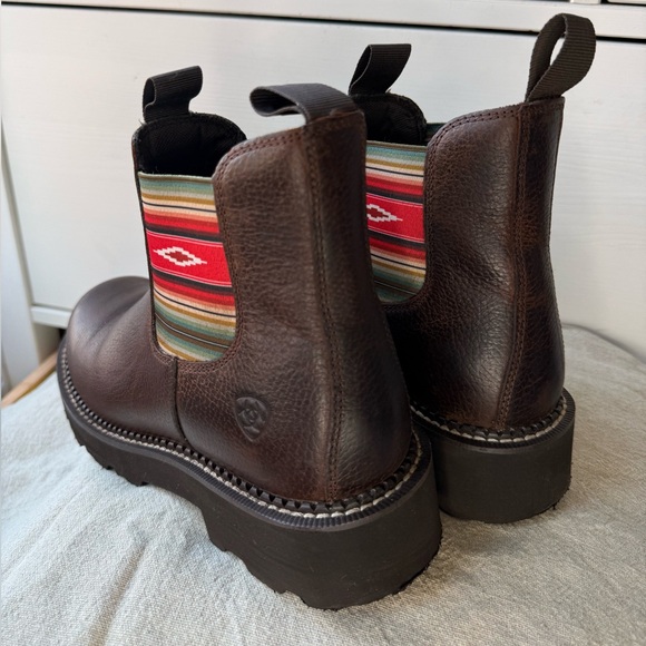 ARIAT WOMEN'S Leather Twin Gore WESTERN Brown BOOTS size 9,5B Aztec Spring Boho - Picture 15 of 17